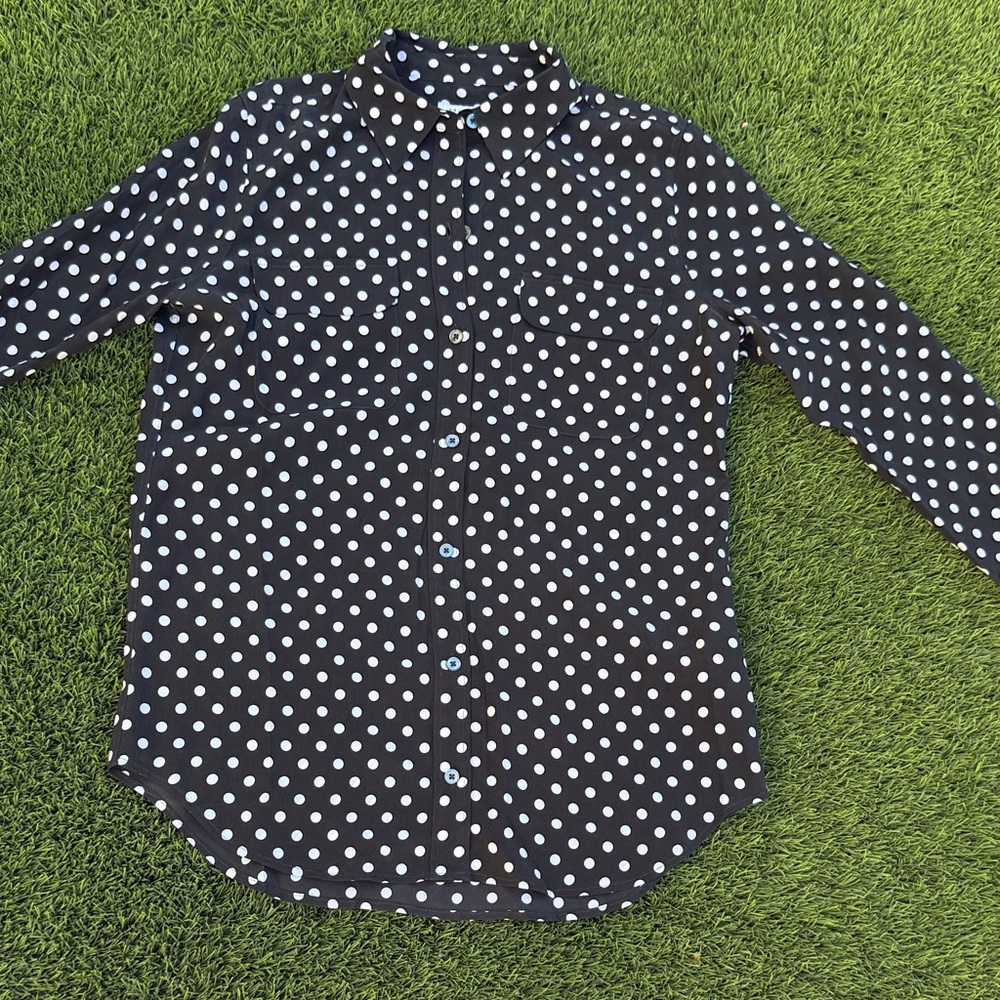 Equipment Black and White Polka Dot Shirt